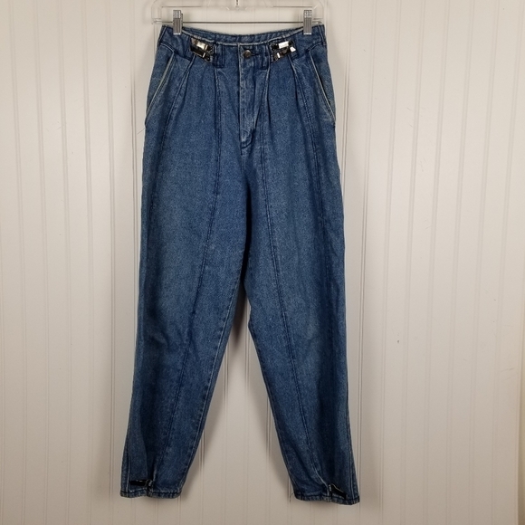 Jag Jeans Vtg High Waisted Denim Relaxed Cotton Pleated Tapered Leg Metal Clip - Picture 6 of 16